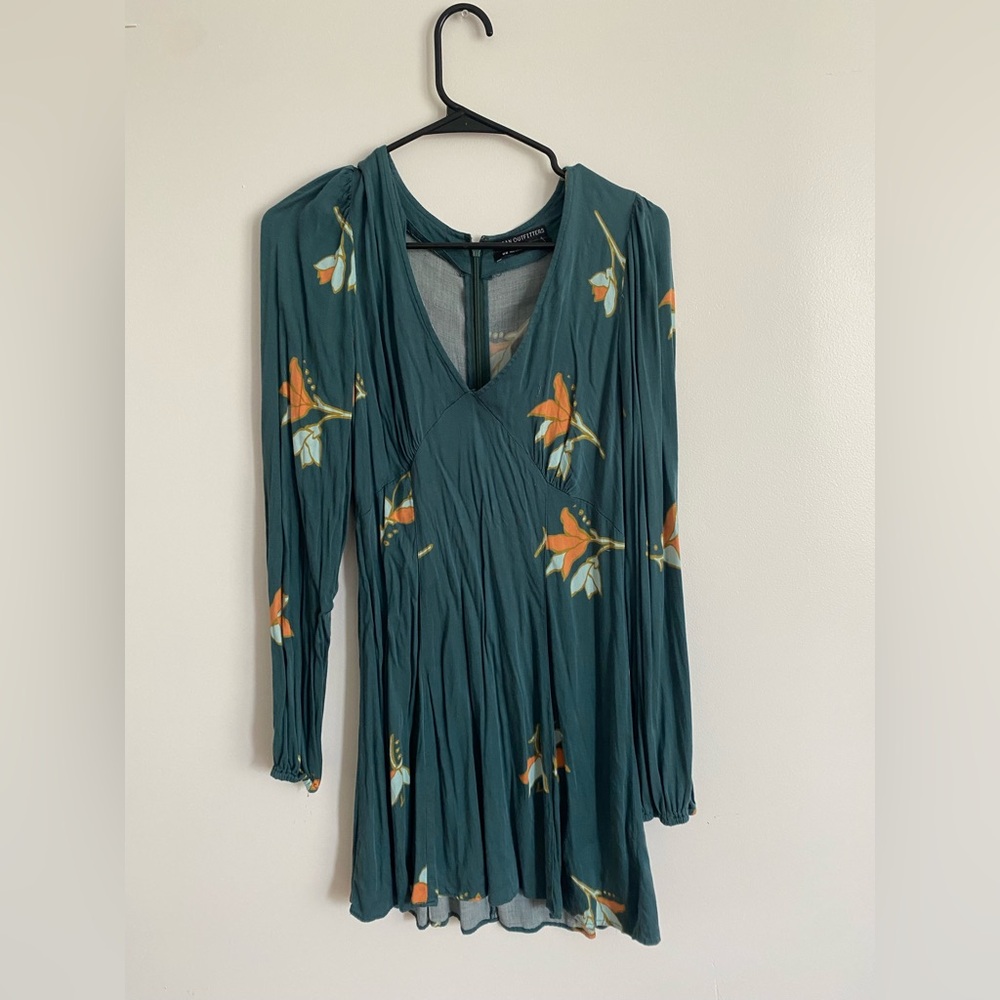 Urban Outfitters Green Floral Mini Dress